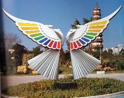 不銹鋼雕塑比翼雙飛不銹鋼鳥雕塑