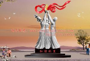 和諧托里人物雕塑不銹鋼彩帶,園林不銹鋼雕塑