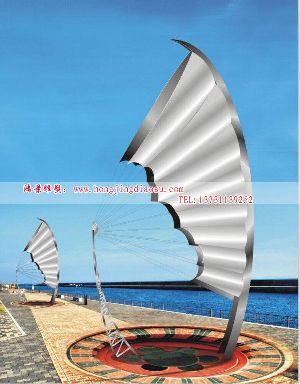 海邊不銹鋼雕塑,抽象貝殼雕塑,風(fēng)帆不銹鋼雕塑