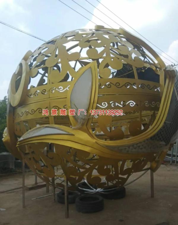 不銹鋼仿銅浮雕球雕塑 不銹鋼仿銅浮雕球雕塑